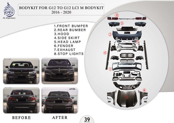 B.39 BODYKIT FOR G12 LCI M BODYKIT 2016-2020 for BMW 7 Series G12 (2019-2022) models